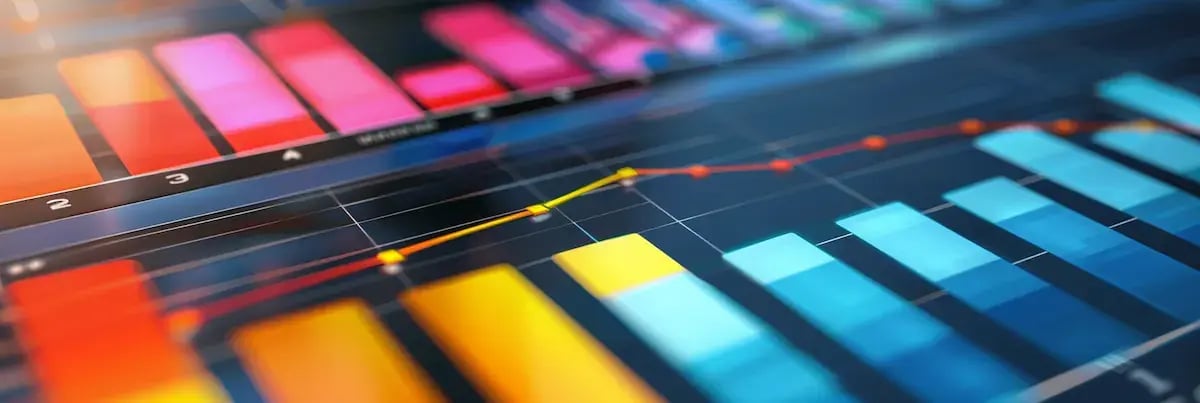 colorful bar graph on black screen