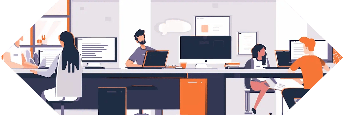 flat vector illustration of people working in an office