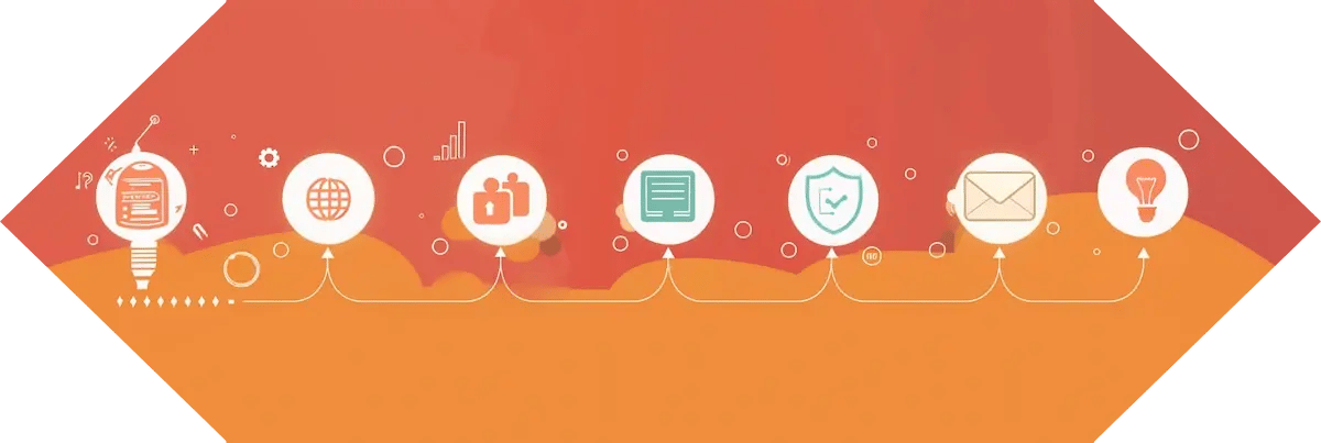linear chart graphic illustrating digital marketing on orange background