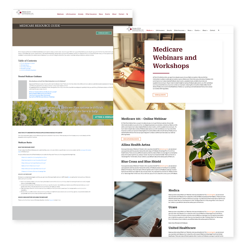 a side-by-side comparsion of an interior TCU archive page before and after. Before is on the left, with the after on the right. the before is cluttered. the after is streamlined and easier to read.
