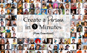 tiled photos of random people with text overlaid that says "create a persona in 5 minutes [free download]"